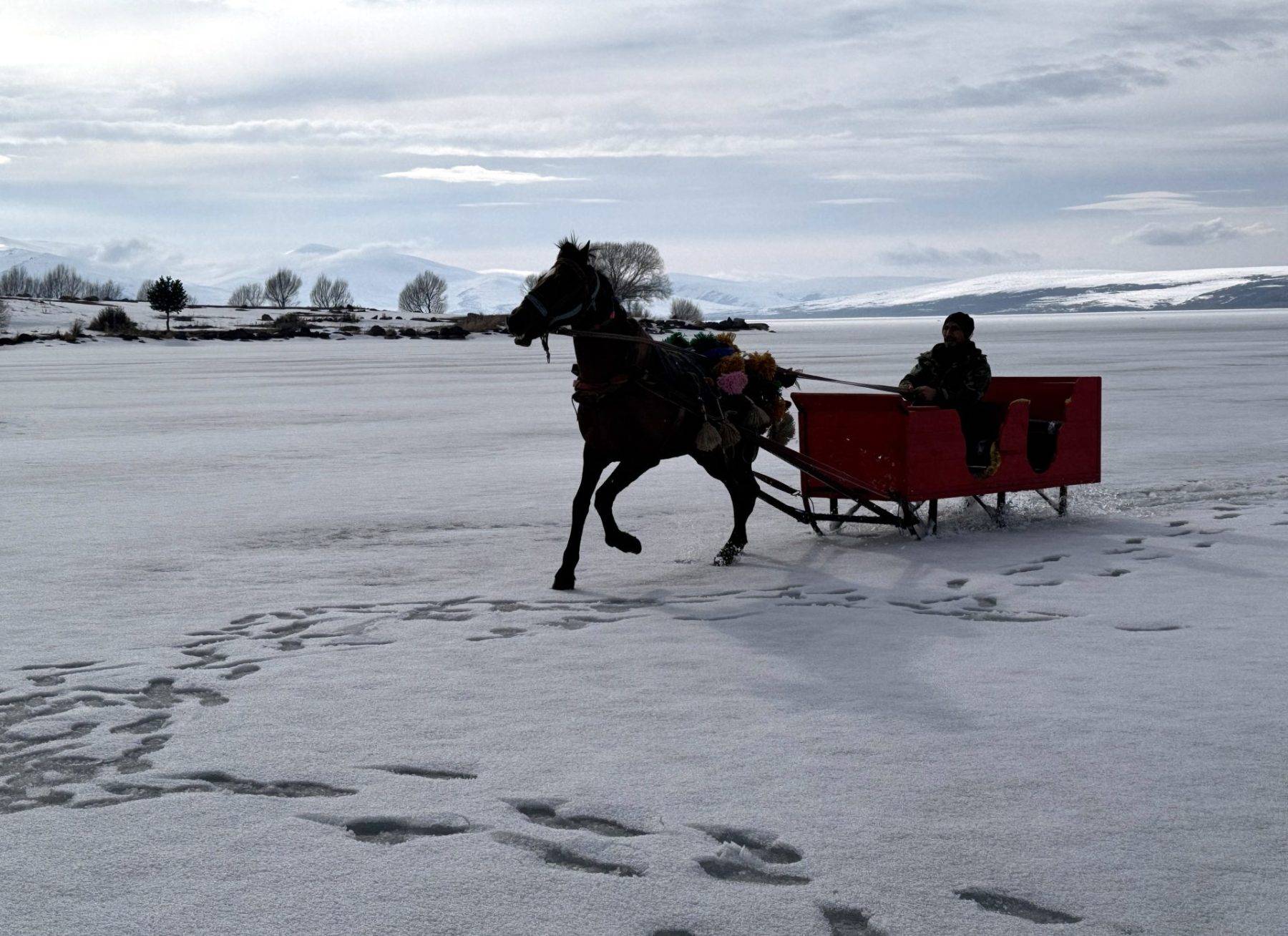 Çıldır Gölü'ndeki atlı kızak sezonu tamamlandı