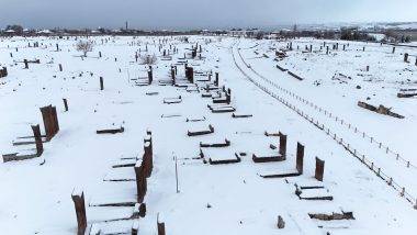 Ahlat'ın binlerce yıllık tarihi, beyaz bereketle bütünleşti
