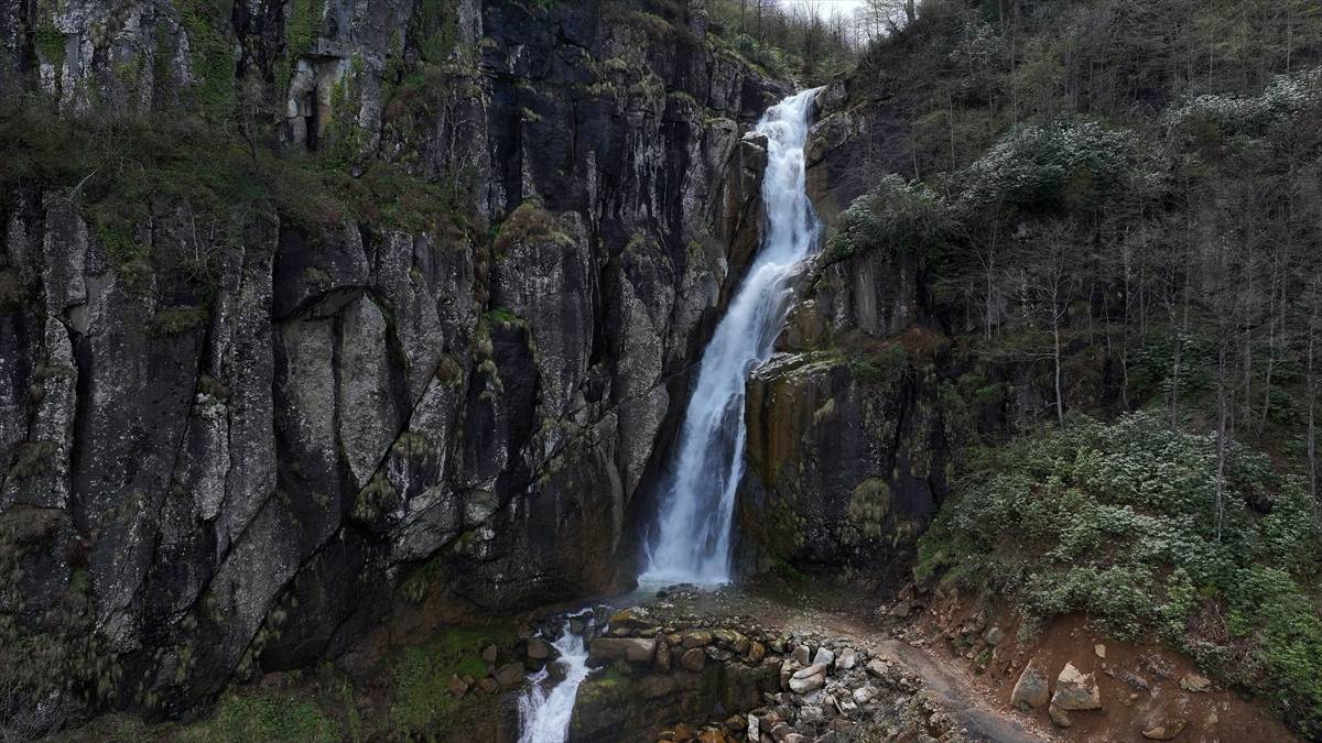 Adeta film platosu gibi! Trabzon'daki Uçarsu Şelalesi mest ediyor