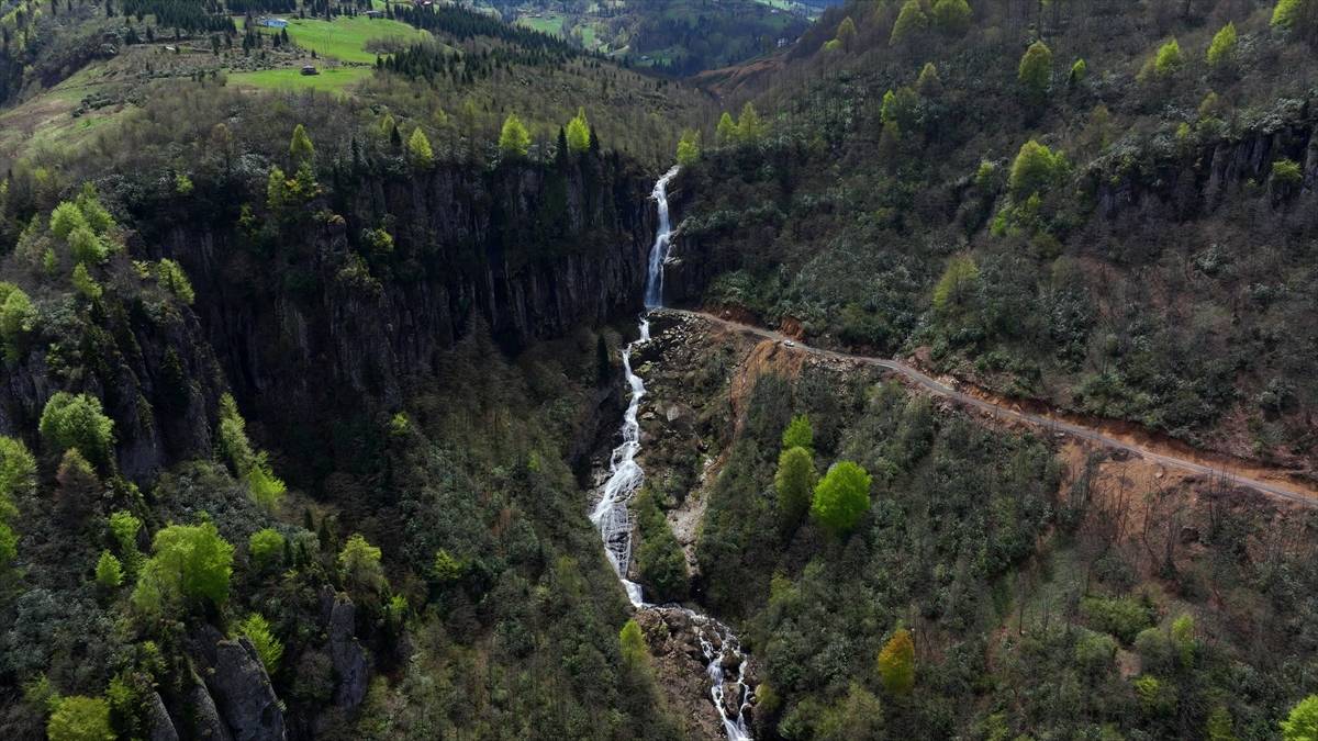 Adeta film platosu gibi! Trabzon'daki Uçarsu Şelalesi mest ediyor
