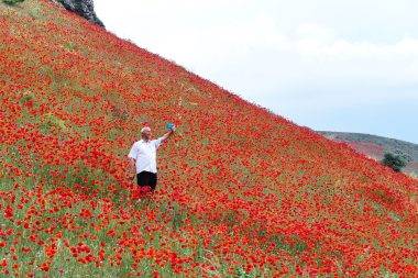 Erciyes Dağı'nın eteklerinde kırmızı şenlik: Gelincikler arazileri kızıla boyadı
