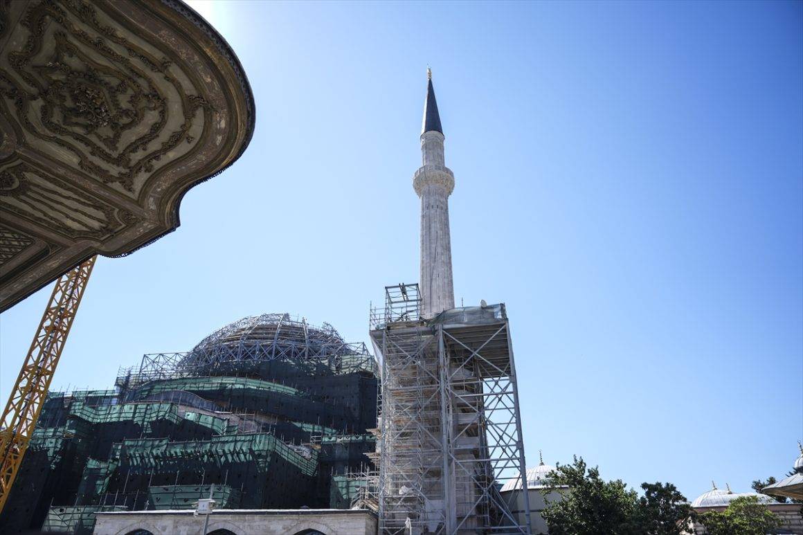 Edirne'nin özel taşı ilk kez Ayasofya restorasyonunda kullanılıyor