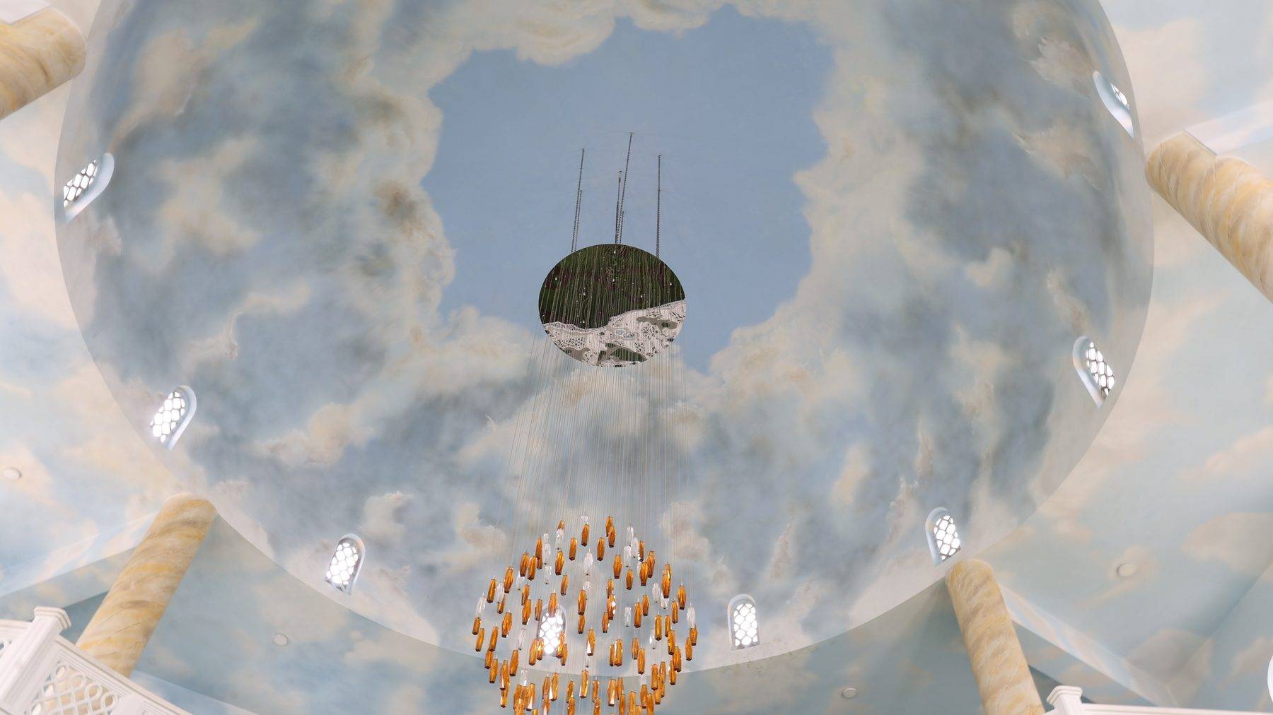 Kırşehir'de Bakara Suresi'nden esinlenerek yenilenen cami cennet tasviriyle ilgi çekiyor